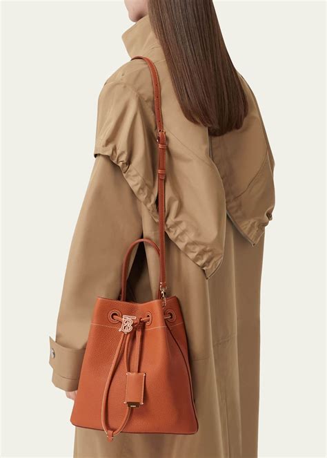 Burberry Small Grainy Leather TB Bucket Bag 